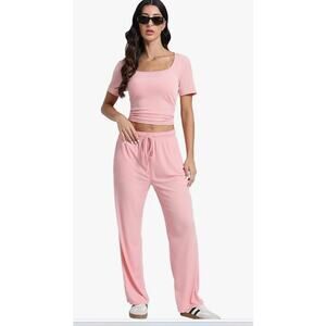 Lounge Set 2 Piece Yoga Wide Leg Pants Tracksuit Set SIZE 2XL